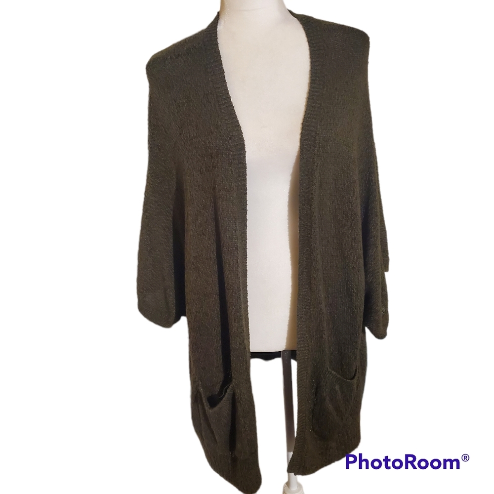 Garage Dark Green Open Duster Cardigan L